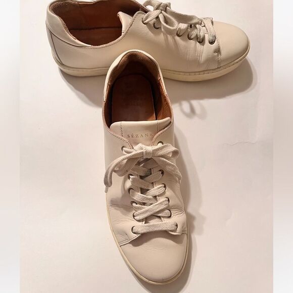 Sézane Jack Trainers Size 8 - Women's Leather Cream Sneakers - Picture 4 of 4